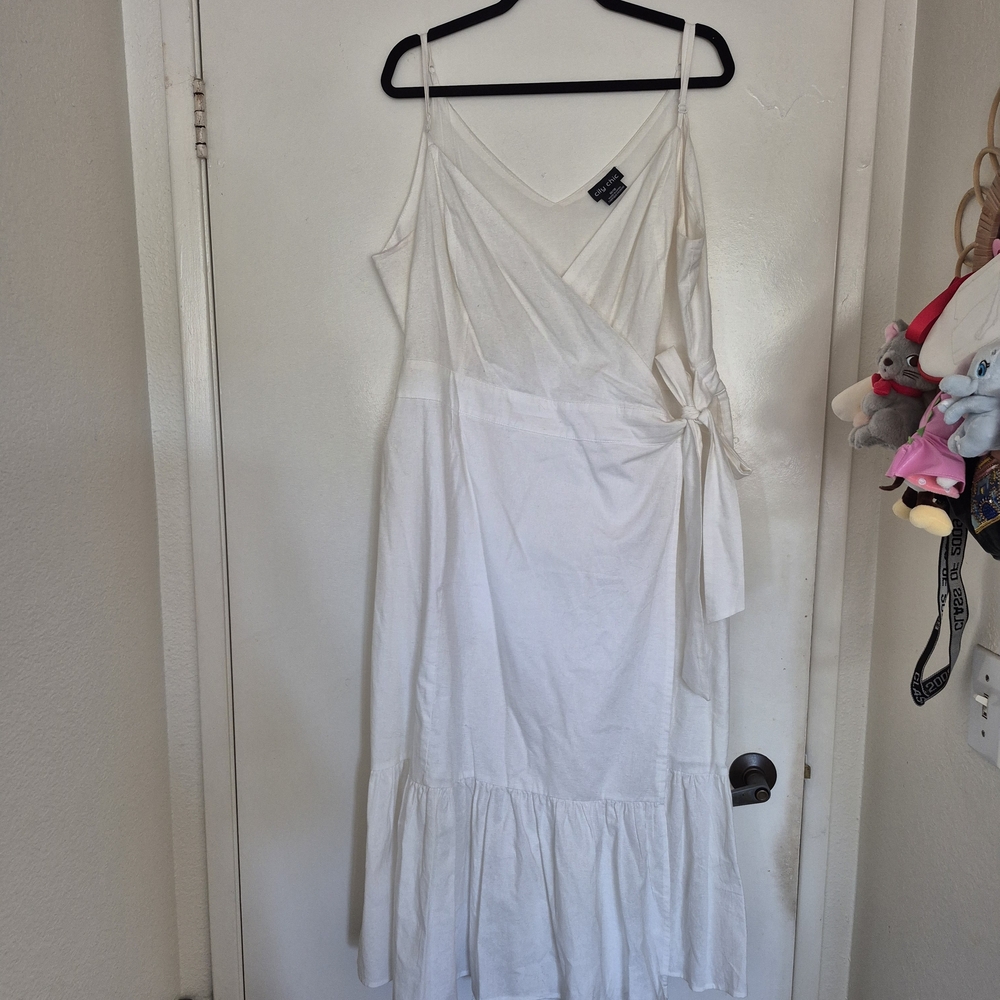 City Chic White Midi Wrap Dress